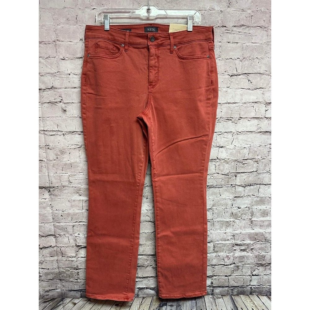 NyDg Women’s Jeans Straight Size 12 Maryland Straight Lift Tuck New Rust Color